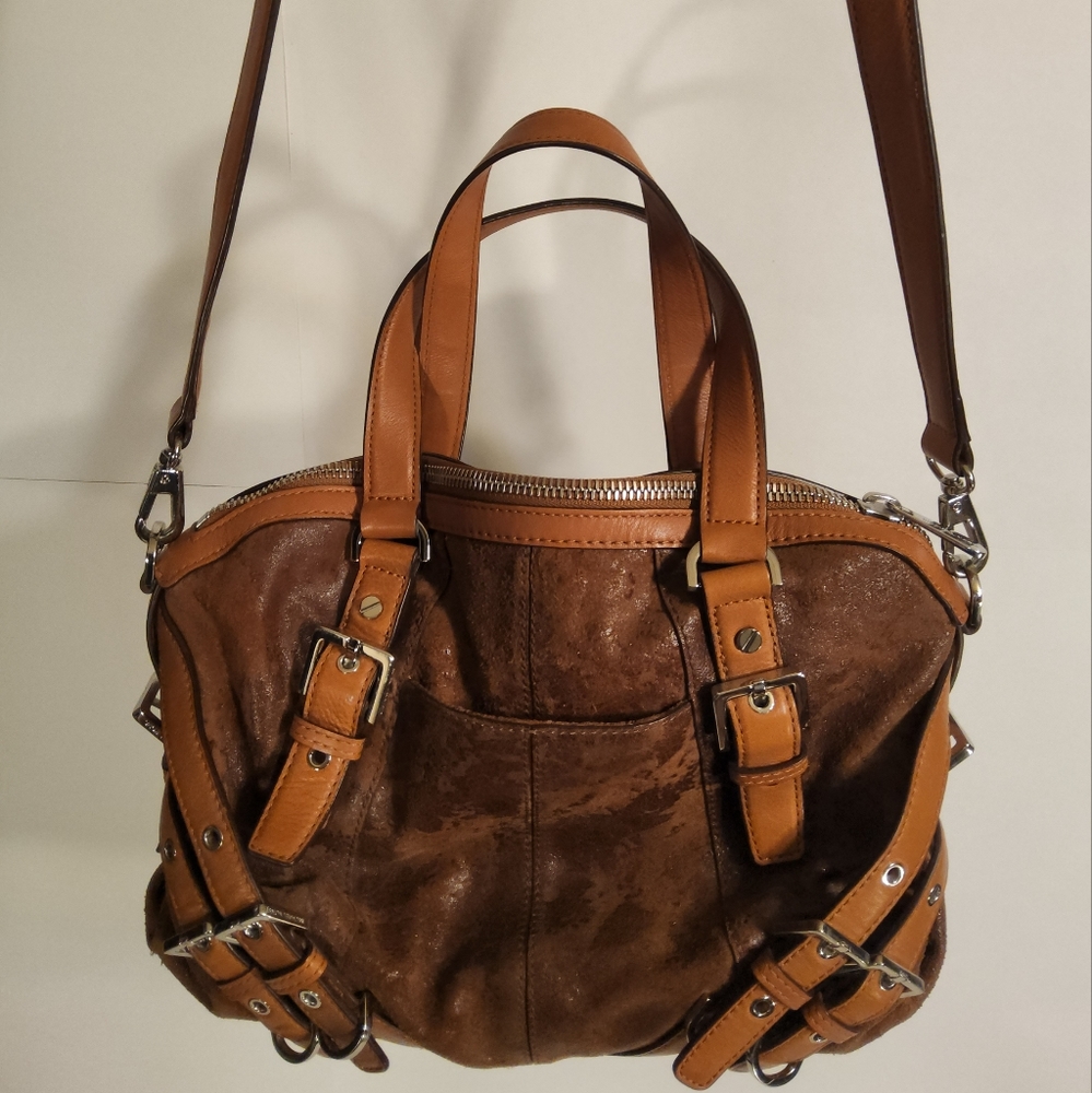 Micheal Kors Milo Distressed Suede Sachel Handbag.
